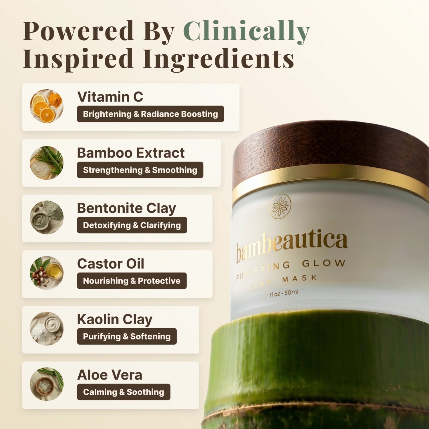 Purifying Glow Clay Mask - Cosmetics skincare product by Bambeautica