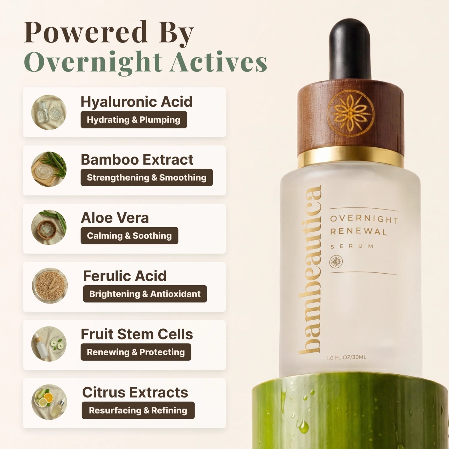 Overnight Renewal Serum - Cosmetics skincare product by Bambeautica