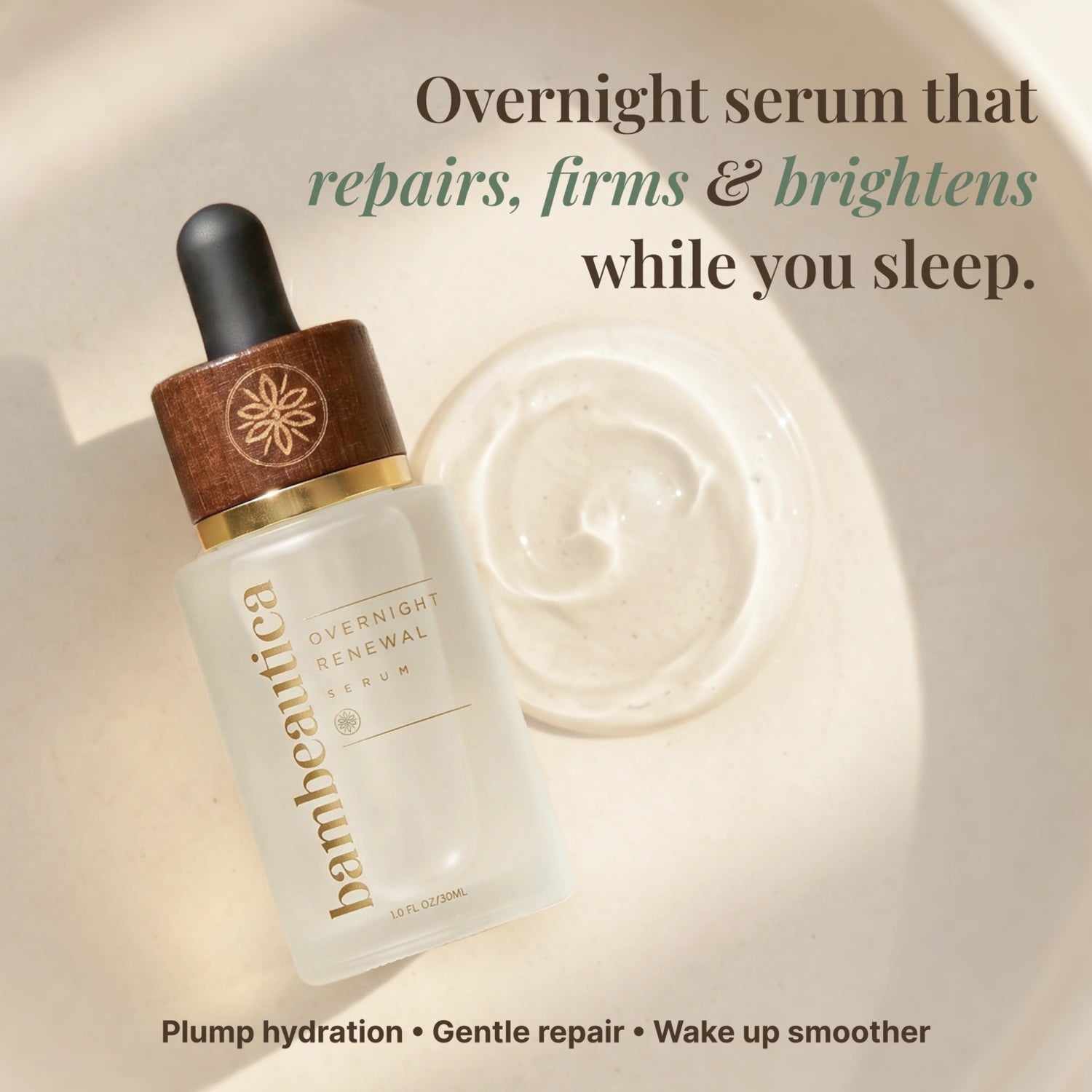 Overnight Renewal Serum - Cosmetics skincare product by Bambeautica